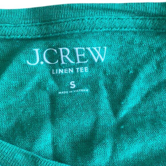 J. Crew Linen Roll Cuff Crewneck Tee Shirt In Summer Green Size SMALL - Picture 3 of 7